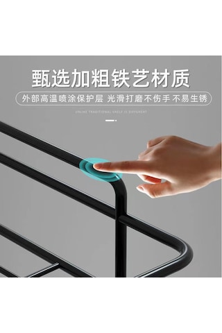 Banyo Rafları Toptan Ferforje Metal Delmesiz Tuvalet Köşe Çatlak Köşe Banyo Duvar Rafları Üçgen Siyah + Tek Kancalı Yapışkan Levha 2 Yaprak Diğer