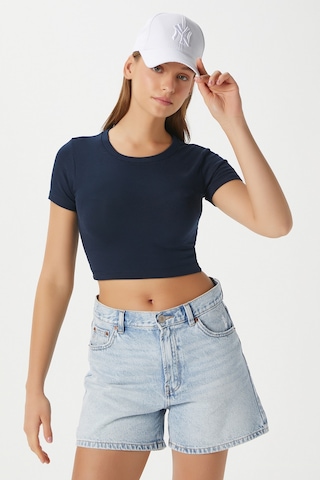Ritnice Kadın Deal Lux Touch Yumuşak Doku Crop Lacivert Bluz