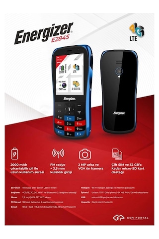 Energizer E284s Kirmizi Tuslu Telefon