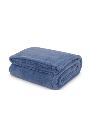 Pufina Tek Kişilik Tavşan Tüyü Dokulu Peluş Battaniye & Yatak Örtüsü 150x220 İndigo - Mavi