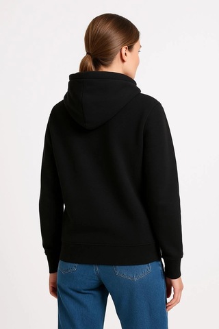 Primemagazam Kadın 3 İplik Pamuklu Kapüşonlu Kanguru Cepli Sweatshirt Hoodie - Siyah Çeşitli