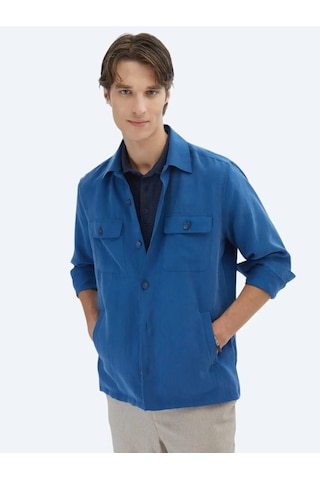 Kip İndigo Regular Fit Dokuma Overshırt İndigo