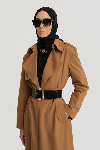 Armine Çift Yakalı Beli Kemerli Pardesü 25y8207 Taş Kahverengi