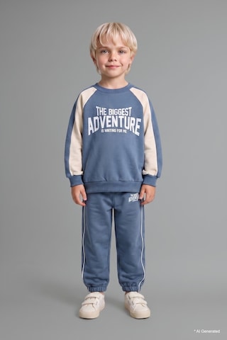 Defacto %100 Pamuk Baskılı Sweatshirt Üst Elastik Bel Alt 2li Takım Erkek Bebek I0274a526aube739 Mavi-be739