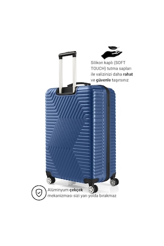 G&d Polo Suitcase Abs Orta Ve Büyük Boy Çivit Mavi 2'li Valiz Seti 600.05-b Mavi