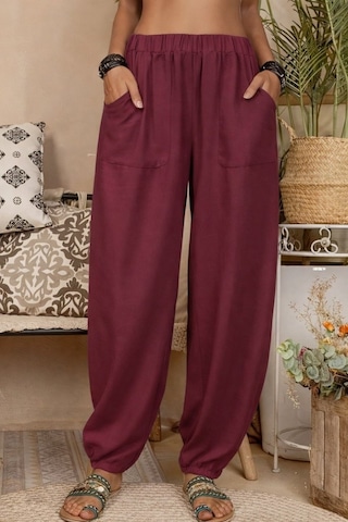 Emh Store Kadın Yüksek Bel Cep Detaylı Pantolon Bordo
