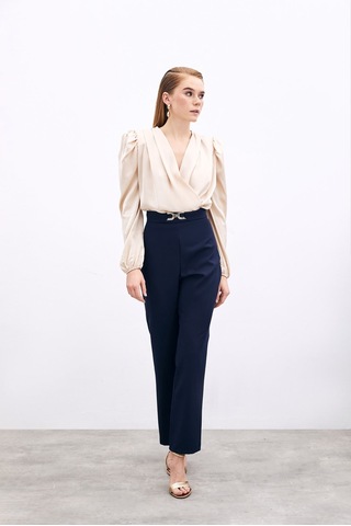 Sateen Aksesuar Detaylı Pantolon - Lacivert-135737 Lacivert