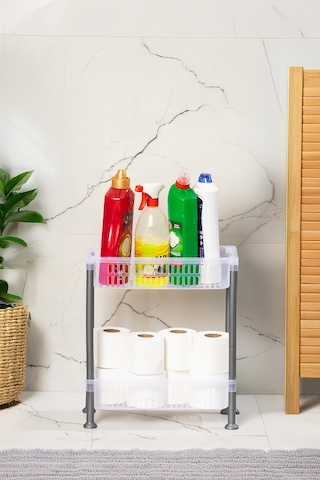 Porsima 5157 2 Katlı Raf - Çok Amaçlı 2 Katlı Evye Altı Düzenleyici Dolap Içi Tezgah Altı Organizer Şeffaf