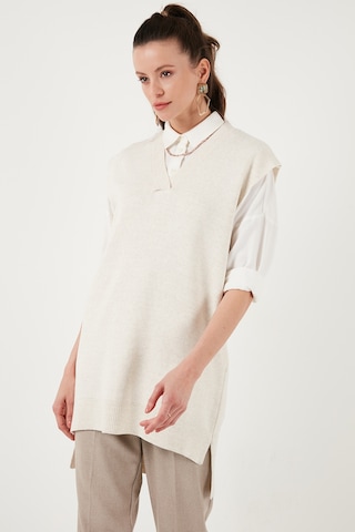 Lela V Yaka Arkası Uzun Triko Bayan Süveter 4616082Y Taş