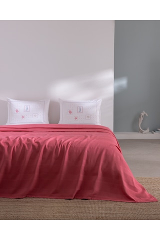 Madame Coco Mathilda King Size %100 Pamuk Karde Düz Pike Takımı - Fuşya 8684427309674 Çok Renkli