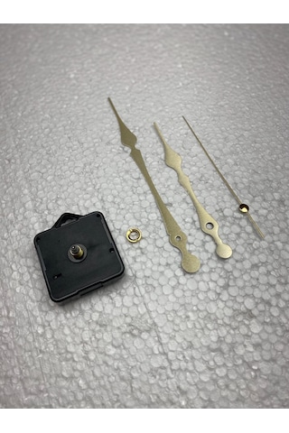 Saat Mekanizması, Akar Sessiz Duvar Saati Mekanizması, 14 Mm Şaft, Akrep-yelkovan-saniye- Askılı Gold Altın