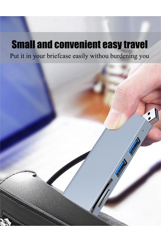 Reedark 2103u Usb Çok Fonksiyonlu Hub: Usb3.0 + 2xusb2.0 + Tf/sd Kart Okuyucu, 5.0gbps Hızlı Veri Transferi, Uzay Gri Abs+alüminyum