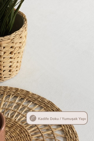 Elart Soft Kadife Masa Örtüsü Dikdörtgen 150x220 Cm Krem Krem