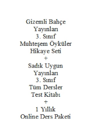 3. Sınıf Hikaye Kitabı Seti Gizemli Bahçe Yayınları Muhteşem Öyküler + Sadık Uygun Yayı Dersler Test Okul Çocuk Kitapları 33274024