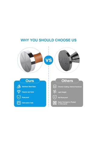 Kahve -espresso Tamperi - Ahşap Sap - Düz Tabanlı Çap 58 Mm