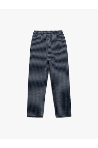 Koton Pamuklu Çizgili Beli Bağcıklı Pantolon Lacivert Çizgili 5skb40134tw Lacivert Çizgili Lacivert