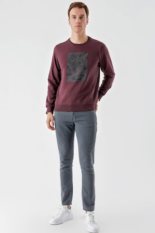 Slimfit Bisiklet Yaka Önü Baskılı 2 İplik Erkek Sweatshirt 001
