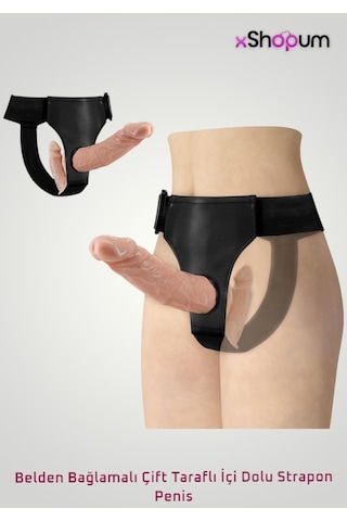 Xshopum Belden Bağlamalı Çift Taraflı İçi Dolu Strapon Penis