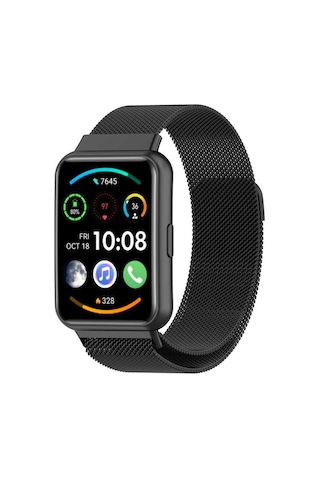 Huawei Watch Fit 2 Uyumlu Krd-01 Metal Nrtk Kordon-siyah