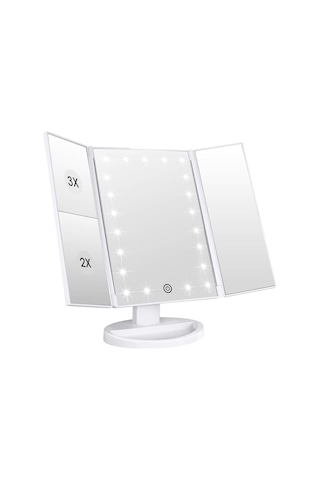 Qingmipy Katlanabilir Led Aydınlatmalı Büyütmeli Makyaj Aynası - Dokunmatik Kontrollü, Usb Şarjlı, Ayarlanabilir Açı, Depolama Tepsili Diğer