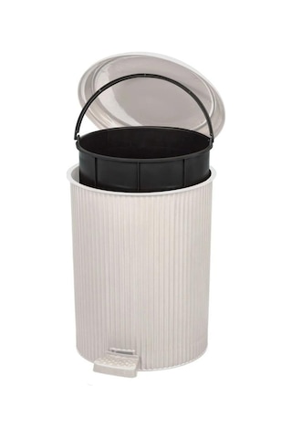 Omnipazar Elf-n320 Nostalji 3 Boy Plastik Pedallı Çöp Kovası Taş Gri Gri