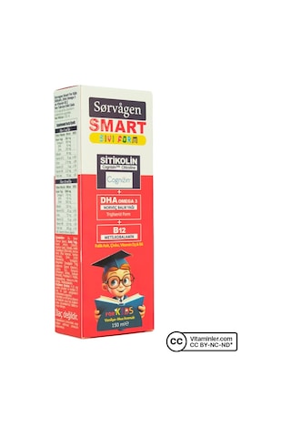 Sorvagen Smart Kids Sitikolin Dha Omega 3 Ve B12 150 Ml Muz