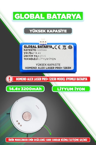Homend Alex Laser Pro+ 1283h Batarya 3200mah Lityum İyon Pil
