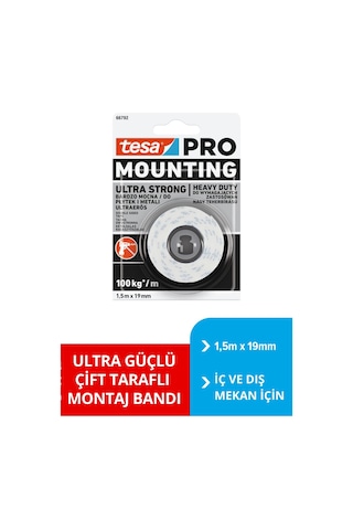 Tesa Çift Taraflı Bant - Tesa Pro 66792 Ultra Güçlü İç Mekan  1.5m X 19mm