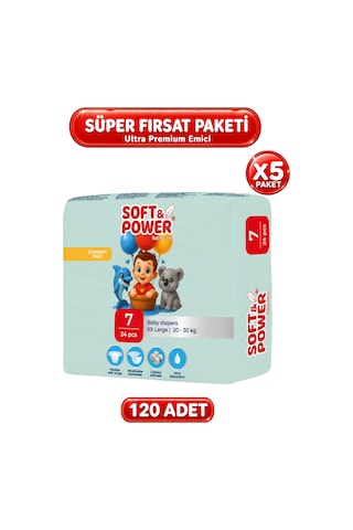 Bebek Bezi No:7 Xxlarge 20-30 Kg 24'lü 5 Paket 7 Numara