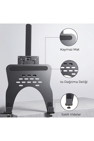 Profesyonel Amortisörlü 2 Si 1 Arada Laptop Ve Monitör Standı Ayarlanabilir Ergonomik Masaüstü Kol,