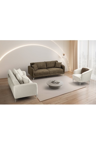 Mona Demir Ayaklı Beyaz Berjer Beyaz