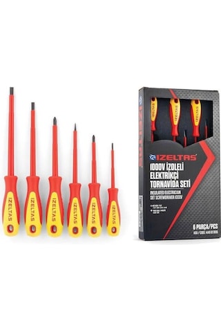 İzeltaş 4140009106 1000 V İzoleli Elektrikçi Tornavida Seti 6 Parça