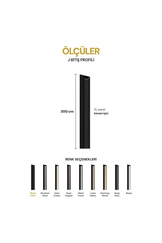 Vilo Mpc J Bitiş Profili Black Matt 300cm Xl Duvar Paneli Kenar Ve Dış Köşe Bitişi