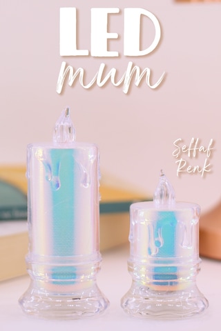 4 Adet Led Mum Simli Tipi Pil Dahil Dumansız Alev Ledli Yapay Dekoratif Mum Işığı Pt421-23 Şeffaf