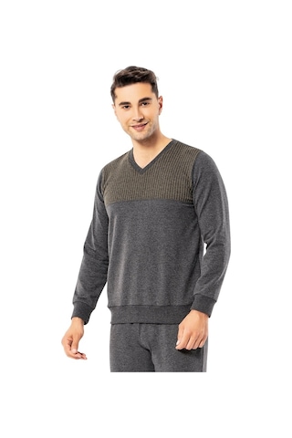 Erdem Erkek Kışlık V Yaka Pijama Takımı Dfn22-5 Çeyizlik Çok Renkli