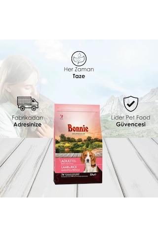 Bonnie Kuzu Etli ve Pirinçli Yetişkin Köpek Maması 2 x 2500 G