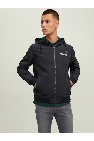 Jack & Jones JJERUSH HOOD Erkek  Siyah Yağmurluk