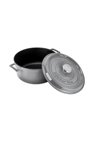 Lava Metal Premium Serisi - Döküm Yuvarlak Tencere, 28 Cm, Majolik Gri Genel