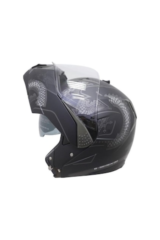 Beon B700 Dragon Çene Açılır Vizörlü Kask Gri - Siyah