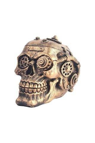 Homyl İnsan Kafatası Heykeli Oyma İskelet Kafa Kemik Heykelcik 10x15x10.5cm