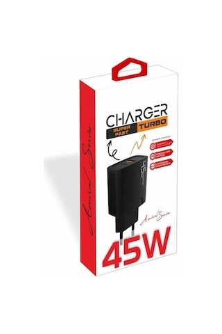 Pdateknoloji 45 Watt Usb + Type-c Pd Hızlı Şarj Başlık Adaptör Fast Turbo Qualcomm 3.0 Yerli Üretim