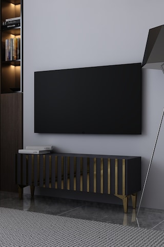120dhdts6aa Aden Pleksi Desenli Tv Sehpası Antrasit-altın