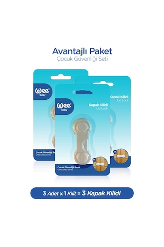 Wee Baby Dolap Kapak Kilidi Bebek Çocuk Güvenlik Kilidi 3 Adet Beyaz