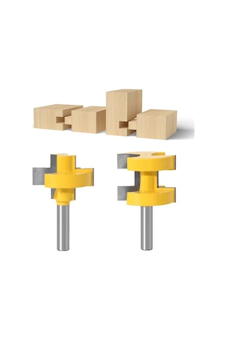 Xiaochen 2 Adet Tslot Kare Diş Tenon Kesici Set Gravürlü Karbür Kesici Ahşap İşleme Kanal Aracı 8mm Shank
