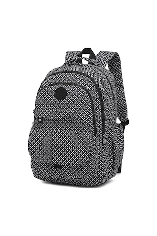 Büyük Boy Laptop Bölmeli Çok Cepli Su Geçirmez Krınkıl Kumaş Çanta Siyah/beyaz Çok Renkli