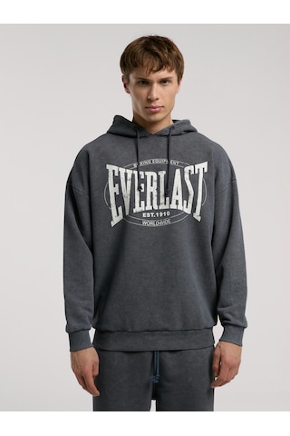 Everlast Authentic Boxing Oversize Antrasit Erkek Kapüşonlu Sweatshirt Antrasit