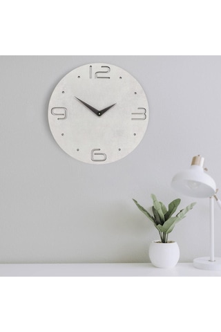 Cajuart Büyük Modern Ahşap Gri Tasarım Ev Ofis Duvar Saati Bej