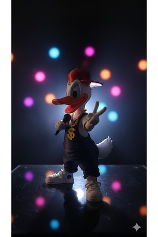 Rapçi Donald Duck Karakter Figürü - Pop-art Sokak Sanatı Heykelcik - Hypebeast Ofis Ve Masa Aksesuarı - Koleksiyonluk Dekoratif Obje Hip-hop Temalı