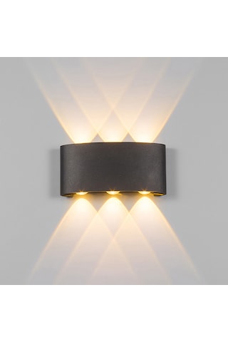 Hangfox Siyah 6 Ayağlı Led Duvar Lambası - Koridor Merdiven Işığı, Ip65 Su Geçirmez, 6w Islak Beyaz Işık Ilık Beyaz