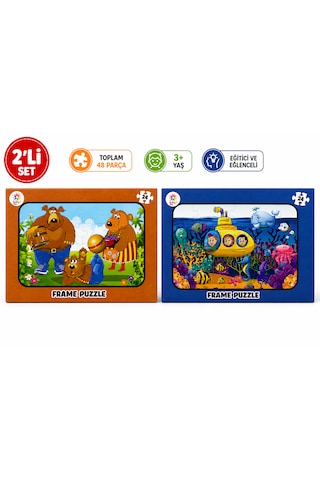 2 Li Frame Puzzle Seti Ayı Ailesi Ve Denizaltı Macerası 1